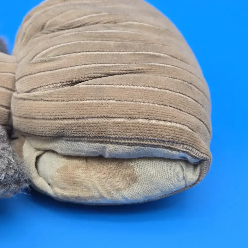 Antique Child’s Hand Muff Doll 12” Fur Trim Cloth Face Winter Muff Needs TLC